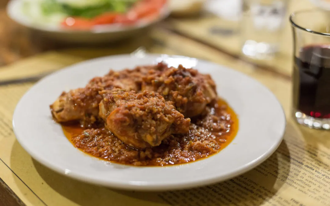 Conejo en salsa de almendras